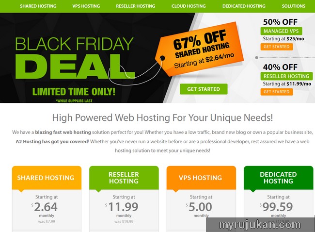 Promosi black friday A2Hosting iaitu web hosting luar negara