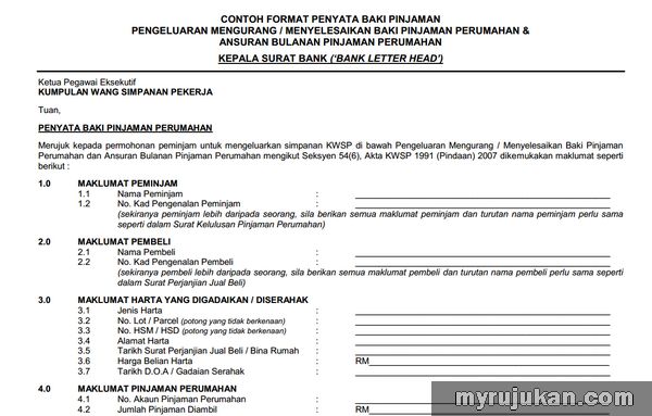 Contoh Bentuk Surat Borang Bank Untuk Pengeluaran Kwsp Akaun 2 Myrujukan
