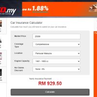 Kalkulator online untuk kira insurans kereta di Malaysia
